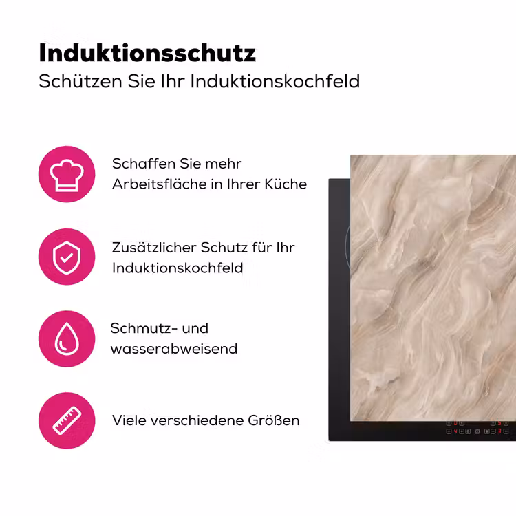 Steen - Golvend - Abstract - Beige Inductie beschermer vinyl 3mm middel -zzzzzzz-lf-ups