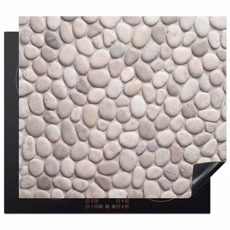 Steen - Kiezel - Natuur - Minimalistisch - Beige Inductie beschermer vinyl 3mm middel -3d