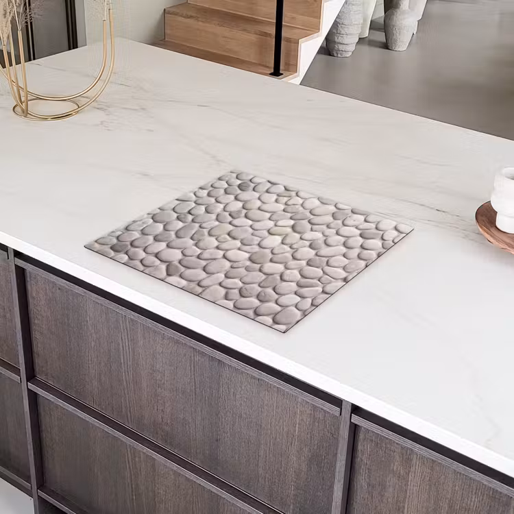 Steen - Kiezel - Natuur - Minimalistisch - Beige Inductie beschermer vinyl 3mm middel -sfeer8