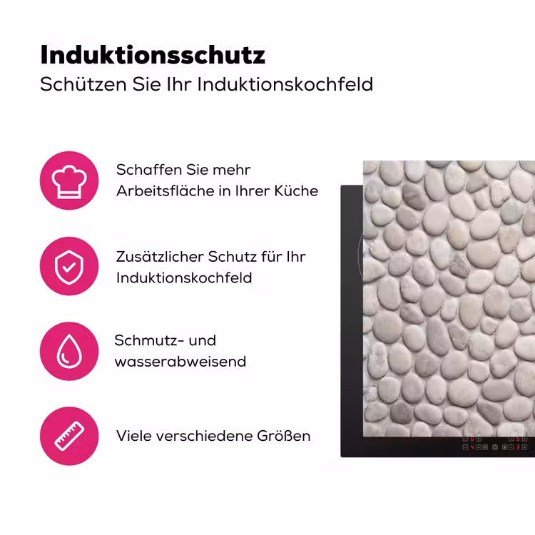 Steen - Kiezel - Natuur - Minimalistisch - Beige Inductie beschermer vinyl 3mm middel -zzzzzzz-lf-ups