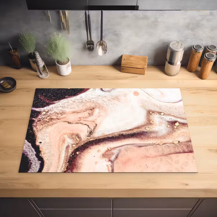 Steen - Marmer - Edelsteen - Abstract - Natuur - Roze Inductie beschermer vinyl 3mm klein -sfeer5