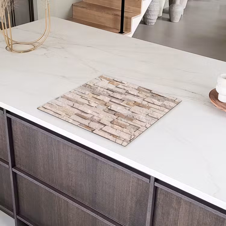 Steen - Muur - Textuur - Rustiek - Beige Inductie beschermer vinyl 3mm middel -sfeer8