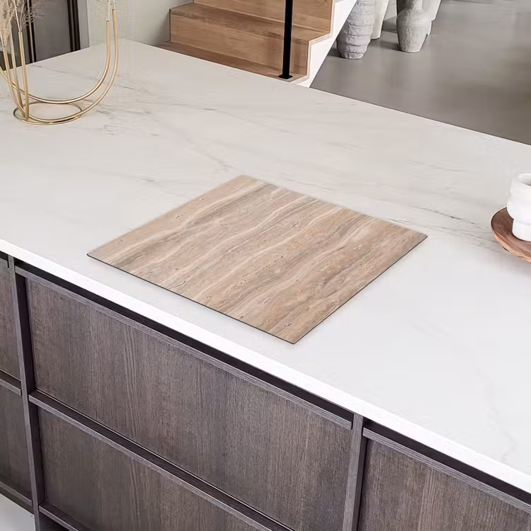 Steen - Patroon - Textuur - Natuurlijk - Beige Inductie beschermer vinyl 3mm middel -sfeer8