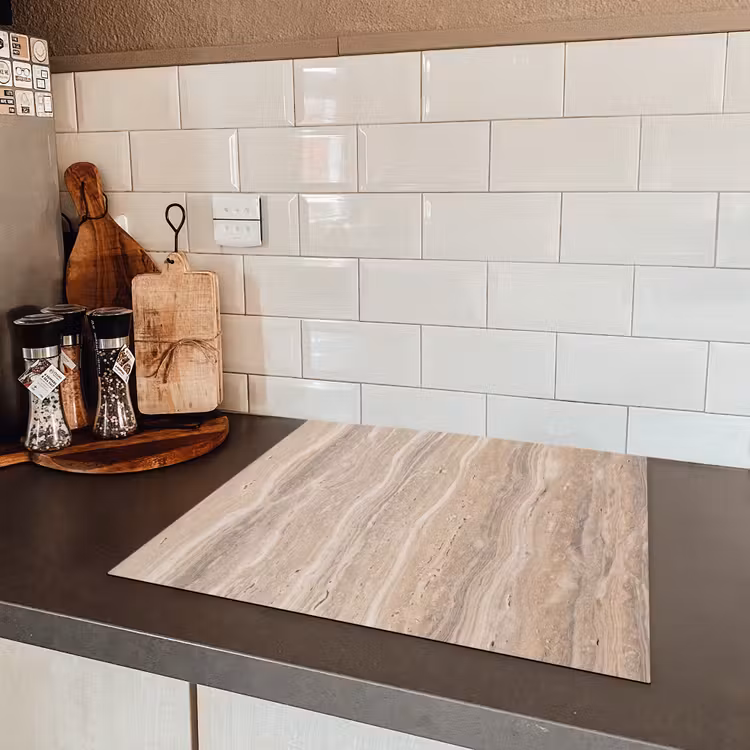 Steen - Patroon - Textuur - Natuurlijk - Beige Inductie beschermer vinyl 3mm middel -sfeer3