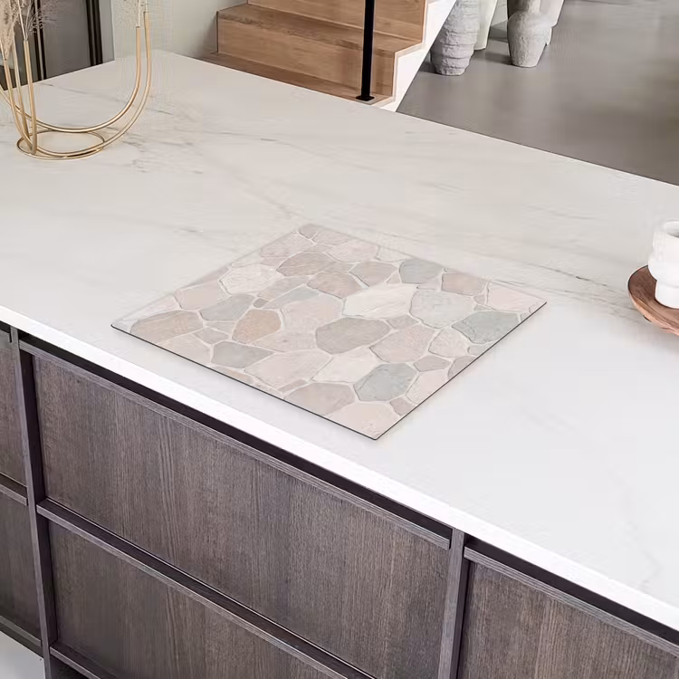 Steen - Patroon - Textuur - Beige Inductie beschermer vinyl 3mm middel -sfeer8