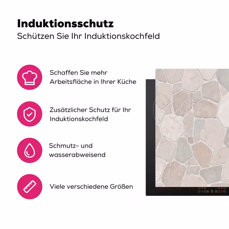 Steen - Patroon - Textuur - Beige Inductie beschermer vinyl 3mm middel -zzzzzzz-lf-ups