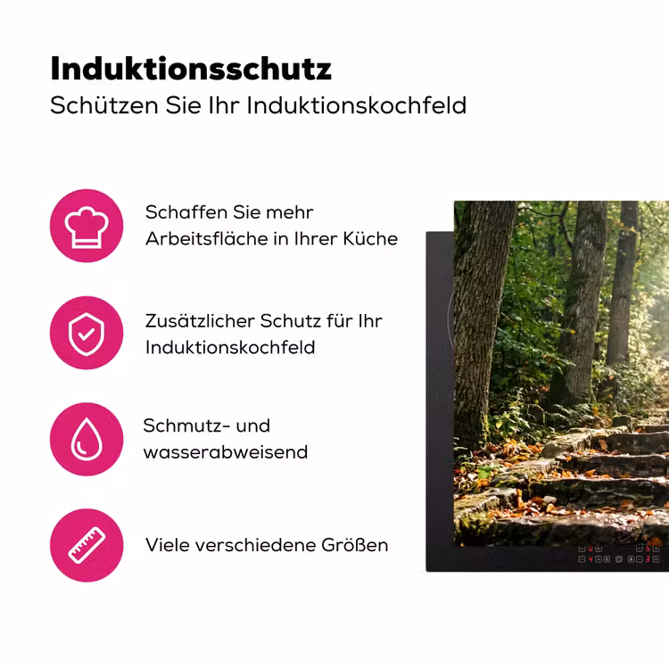 Stenen - Trap - Bos - Natuur Inductie beschermer vinyl 3mm klein -zzzzzzz-lf-ups