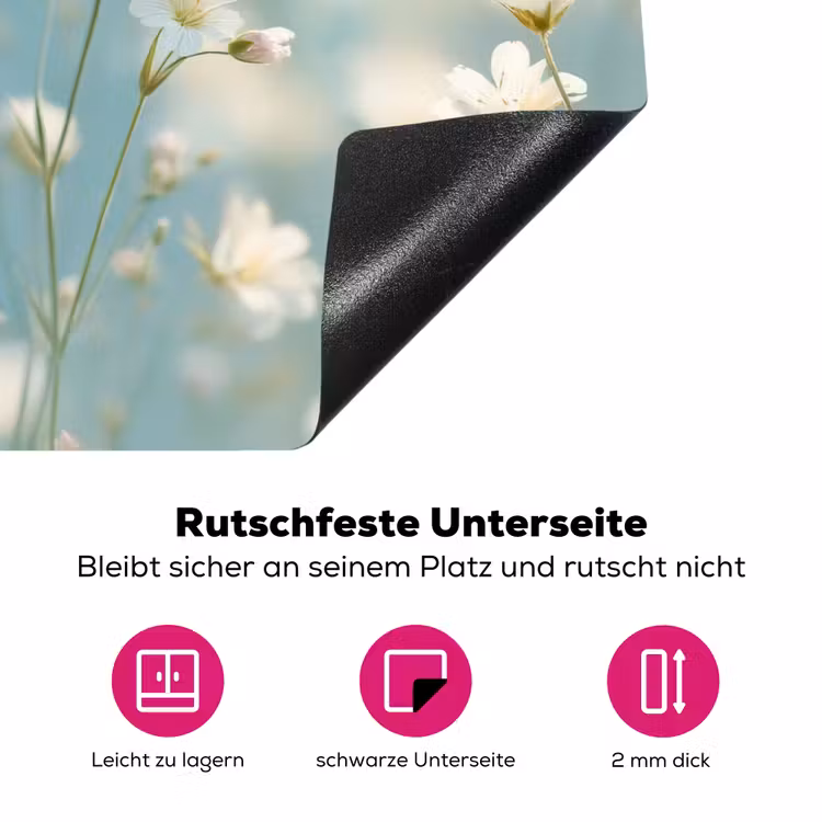 Stengels - Bloemen - Lucht - Wit Inductie beschermer vinyl 3mm klein -zzzzzzz-lf-onderkant