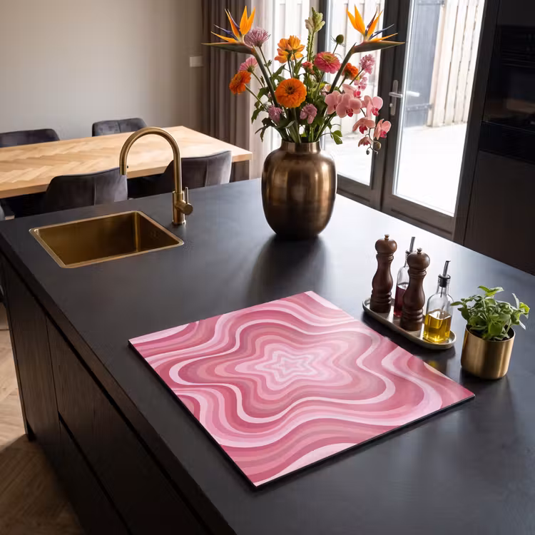 Ster - Golvend - Abstract - Roze Inductie beschermer vinyl 3mm middel -sfeer5