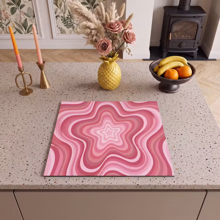 Ster - Golvend - Abstract - Roze Inductie beschermer vinyl 3mm middel -sfeer3