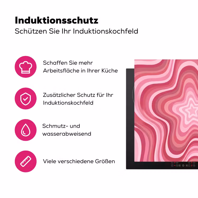 Ster - Golvend - Abstract - Roze Inductie beschermer vinyl 3mm middel -zzzzzzz-lf-ups