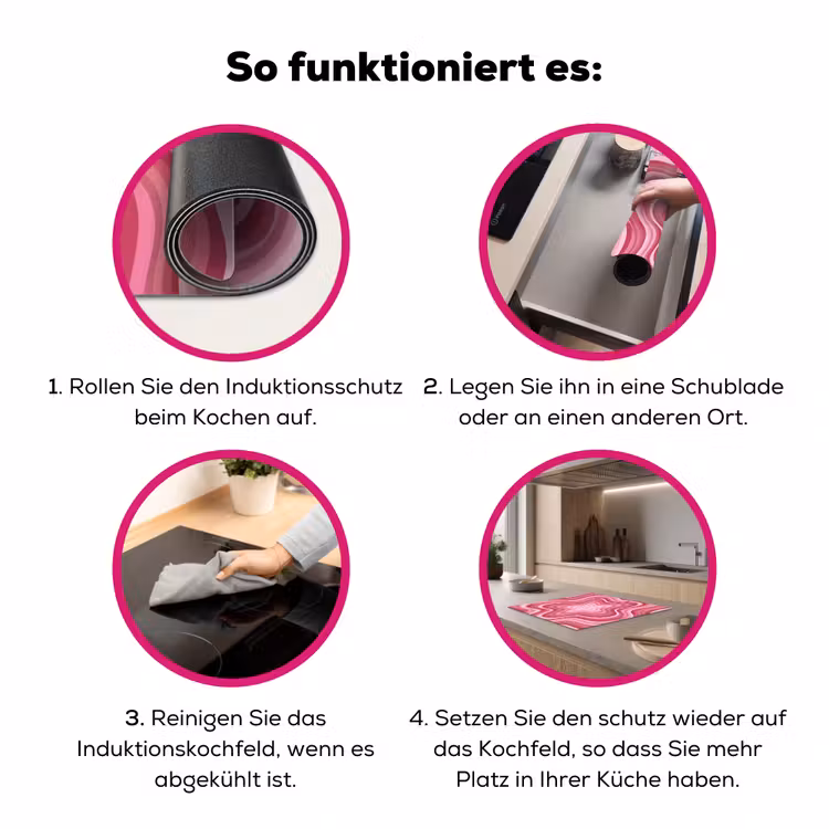 Ster - Golvend - Abstract - Roze Inductie beschermer vinyl 3mm middel -zzzzzzz-lf-werking