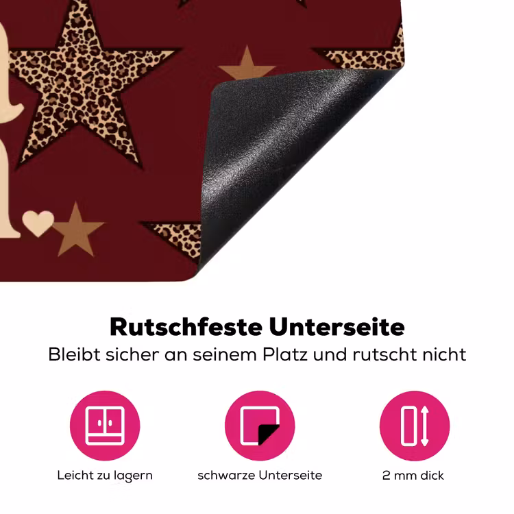 Sterren - Luipaardprint - Dream - Bordeaux Inductie beschermer vinyl 3mm klein -zzzzzzz-lf-onderkant