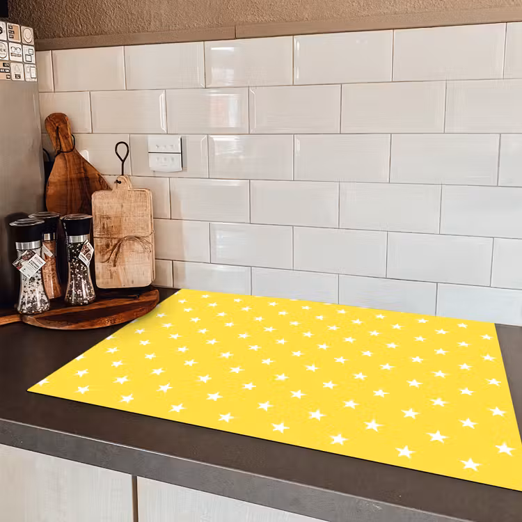 Sterren - Patroon - Minimalistisch - Geel Inductie beschermer vinyl 3mm klein 276 -sfeer3