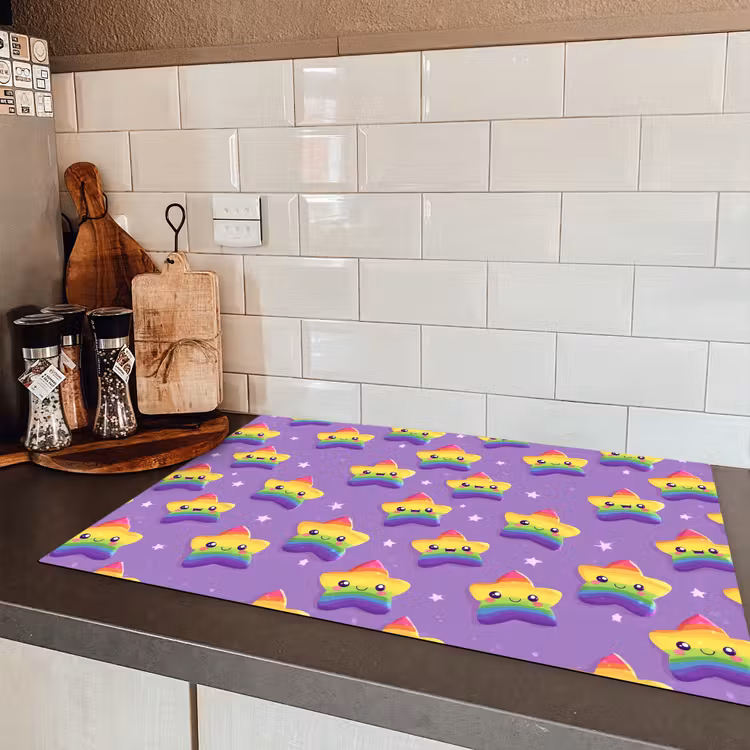 Sterren - Regenboog - Paars Inductie beschermer vinyl 3mm klein 276 -sfeer3