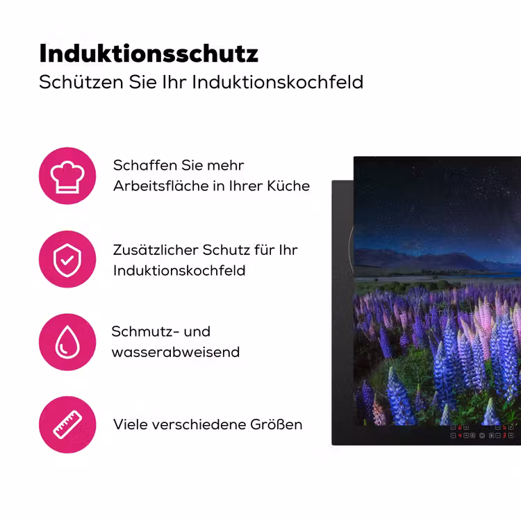 Sterrenlicht over Lupineveld Inductie beschermer vinyl 3mm klein -zzzzzzz-lf-ups