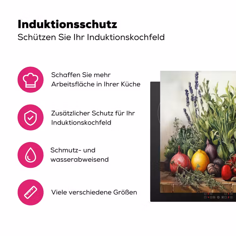 Stilleven - Kruiden - Specerijen - Fruit - Kleurrijk Inductie beschermer vinyl 3mm klein -zzzzzzz-lf-ups