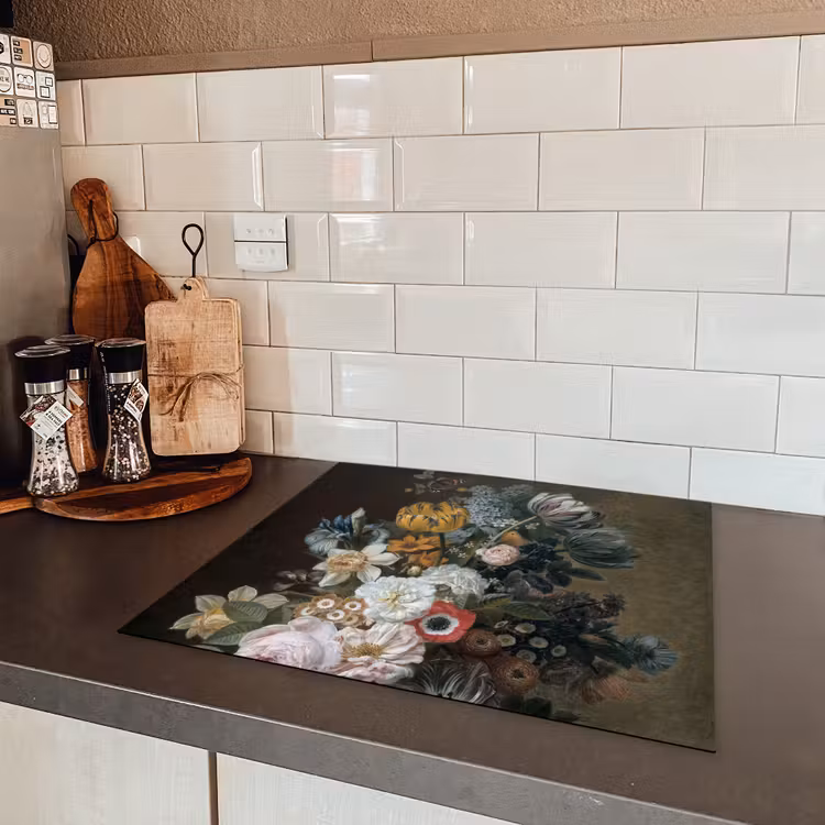 Stilleven met bloemen - Schilderij van Eelke Jelles Eelkema Inductie beschermer vinyl 3mm middel -sfeer3