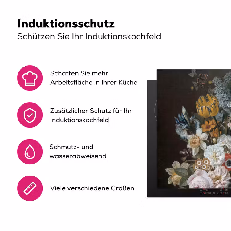 Stilleven met bloemen - Schilderij van Eelke Jelles Eelkema Inductie beschermer vinyl 3mm middel -zzzzzzz-lf-ups