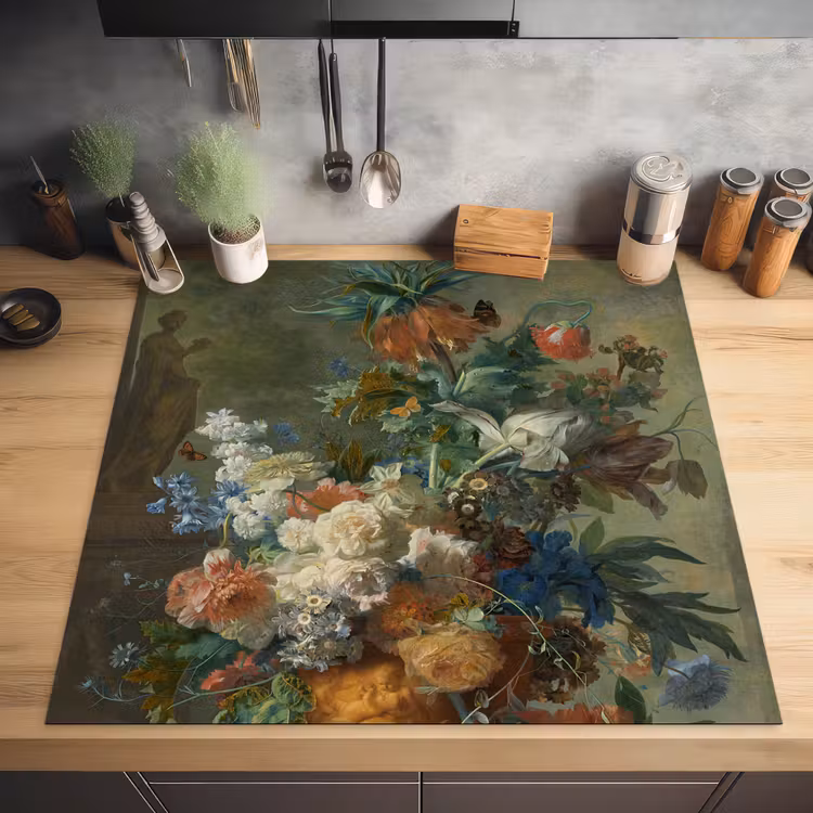 Stilleven met bloemen - Schilderij van Jan van Huysum Inductie beschermer vinyl 3mm middel -sfeer5