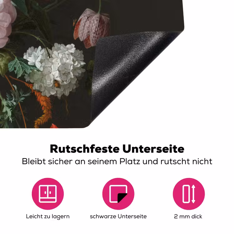 Stilleven met bloemen in een glazen vaas - Schilderij van Jan Davidsz. de Heem Inductie beschermer vinyl 3mm klein -zzzzzzz-lf-onderkant