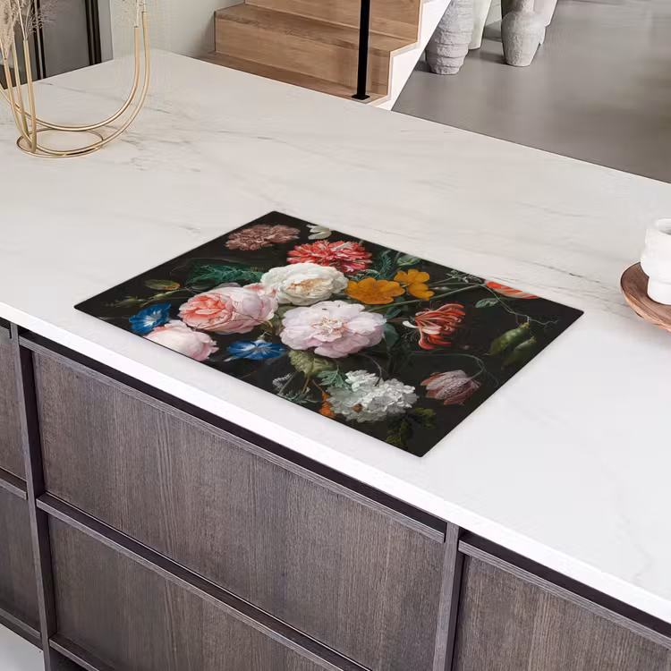 Stilleven met bloemen in een glazen vaas - Schilderij van Jan Davidsz. de Heem Inductie beschermer vinyl 3mm klein -sfeer8