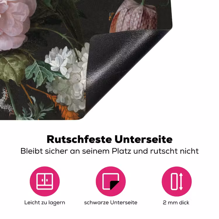 Stilleven met bloemen in een glazen vaas - Schilderij van Jan Davidsz. de Heem Inductie beschermer vinyl 3mm klein -zzzzzzz-lf-onderkant