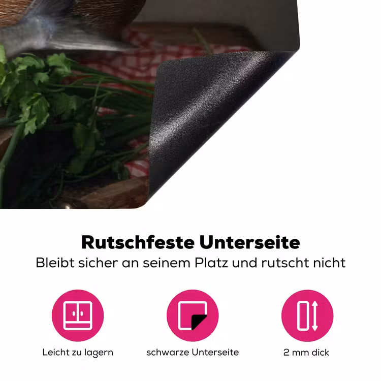 Stilleven met Vis en Olijfolie Inductie beschermer vinyl 3mm klein -zzzzzzz-lf-onderkant