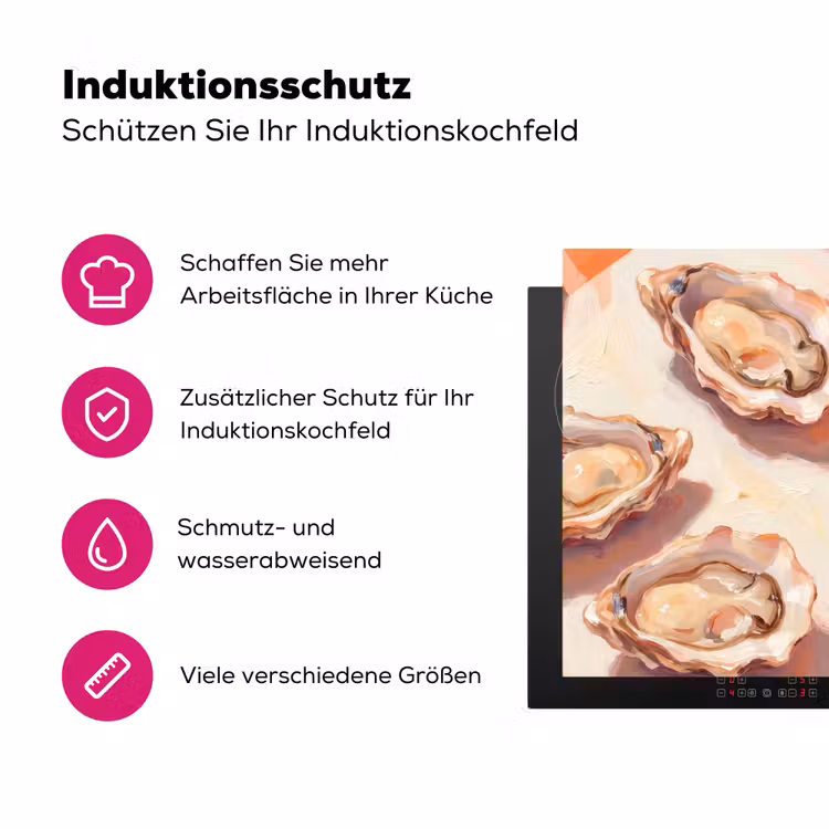 Stilleven - Citroenen - Oesters - Abstract - Oranje Inductie beschermer vinyl 3mm middel -zzzzzzz-lf-ups