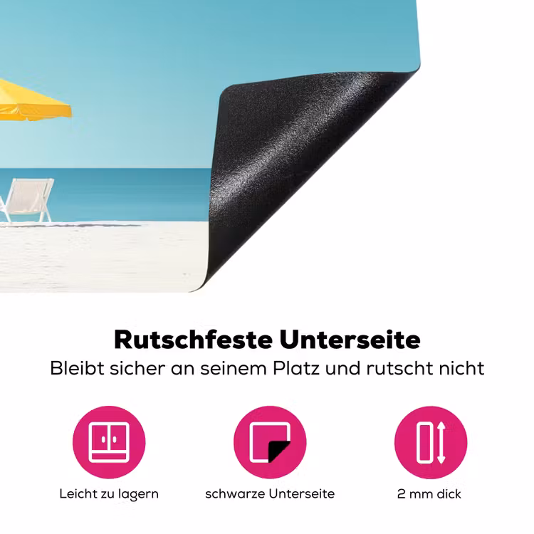 Strand - Blauwe lucht - Geel - Parasol Inductie beschermer vinyl 3mm klein -zzzzzzz-lf-onderkant