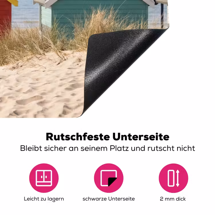 Strand - Huisjes - Kleurrijk - Duinen Inductie beschermer vinyl 3mm klein -zzzzzzz-lf-onderkant