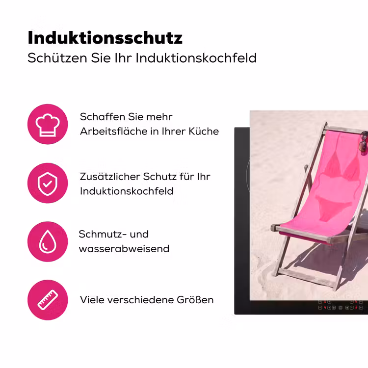 Strand - Ligstoel - Badkleding - Zomer - Roze Inductie beschermer vinyl 3mm middel -zzzzzzz-lf-ups