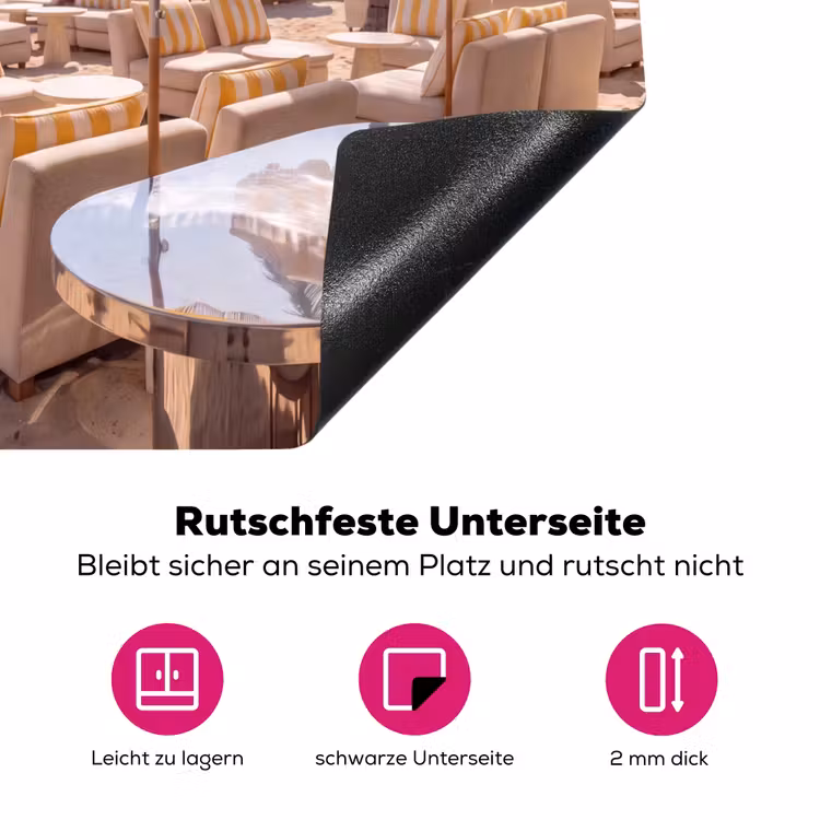 Strand - Ligbedden - Vakantie - Modern - Geel Inductie beschermer vinyl 3mm middel -zzzzzzz-lf-onderkant