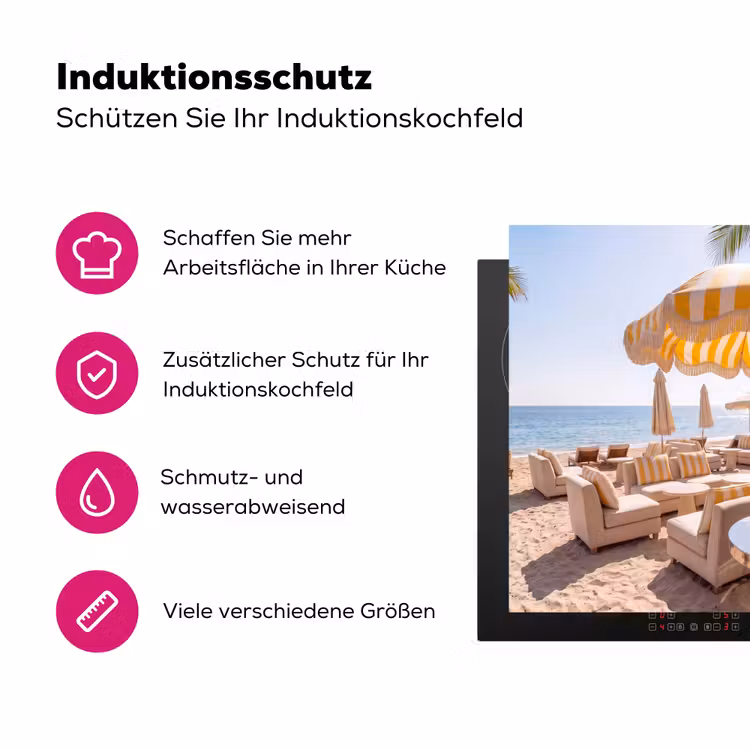 Strand - Ligbedden - Vakantie - Modern - Geel Inductie beschermer vinyl 3mm middel -zzzzzzz-lf-ups