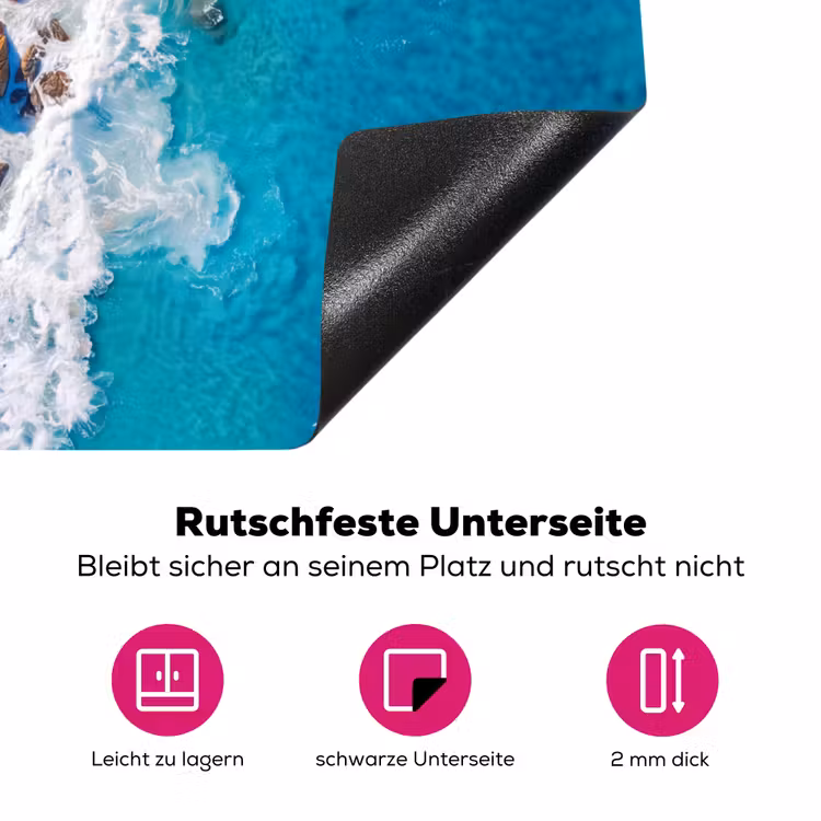 Strand - Zee - Rotsen - Natuur - Blauw Inductie beschermer vinyl 3mm middel -zzzzzzz-lf-onderkant