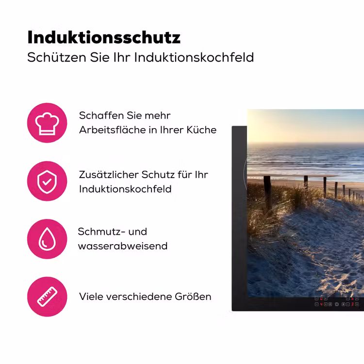 Strand - Zee - Nederland - Duinen - Zon Inductie beschermer vinyl 3mm klein -zzzzzzz-lf-ups