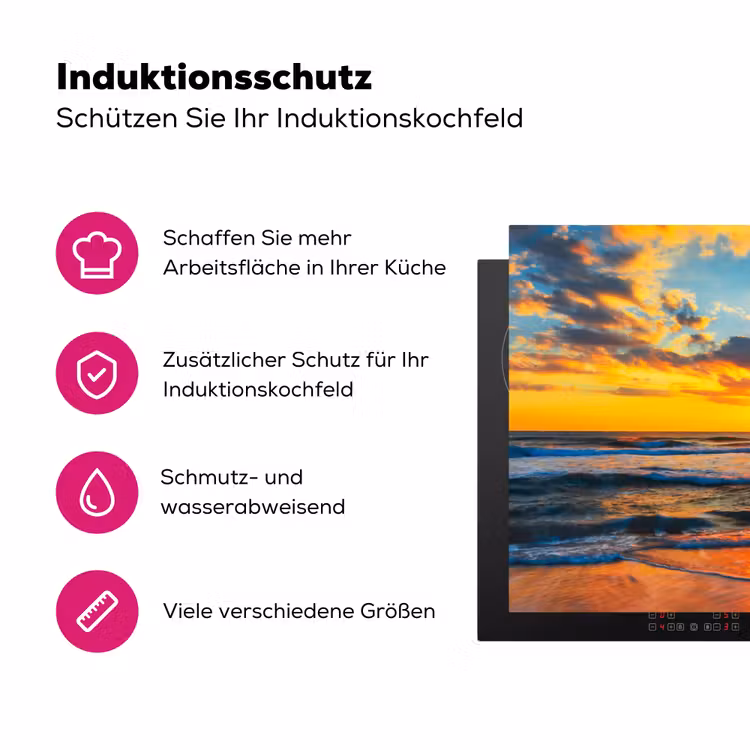 Strand - Zee - Zonsondergnag Inductie beschermer vinyl 3mm klein -zzzzzzz-lf-ups