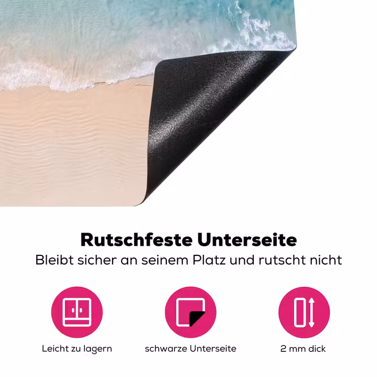 Strand - Zee - Golven - Natuur - Blauw Inductie beschermer vinyl 3mm middel -zzzzzzz-lf-onderkant