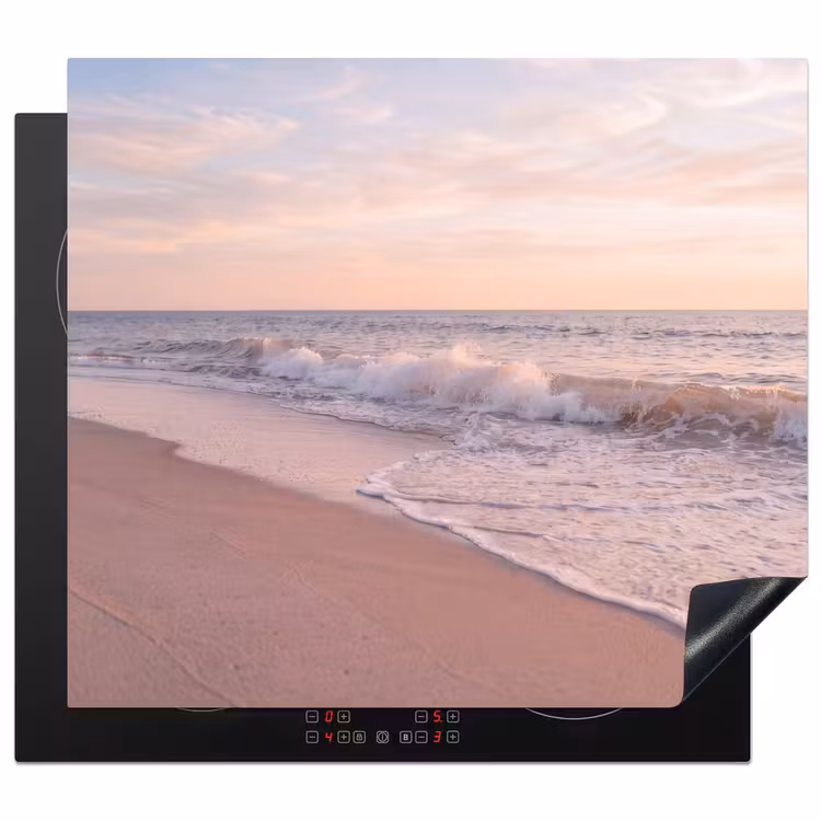 Strand - Zee - Golven - Natuur - Zonsondergang Inductie beschermer vinyl 3mm middel -3d