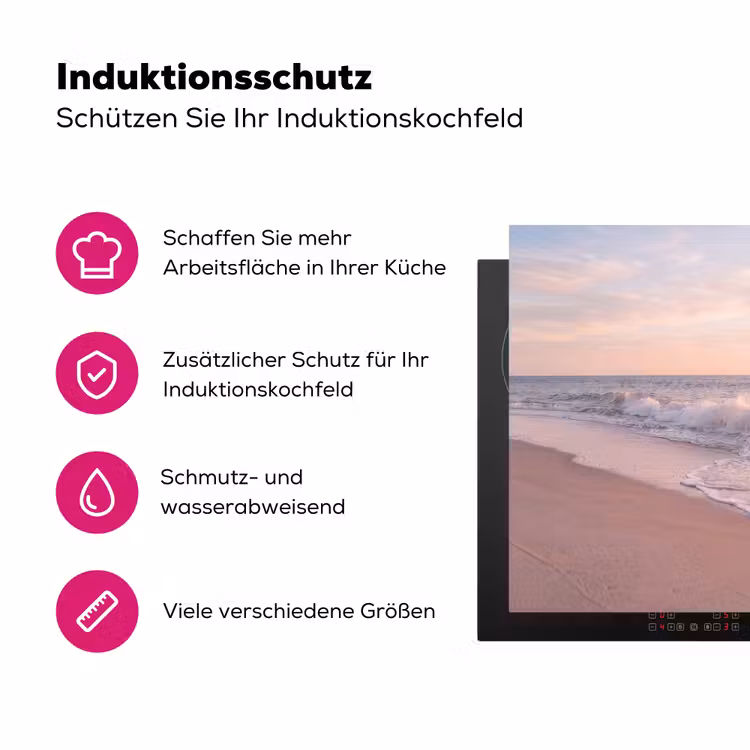 Strand - Zee - Golven - Natuur - Zonsondergang Inductie beschermer vinyl 3mm middel -zzzzzzz-lf-ups
