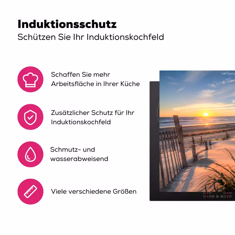 Strand - Natuur - Zonsondergang Inductie beschermer vinyl 3mm klein -zzzzzzz-lf-ups