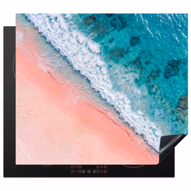 Strand - Oceaan - Golven - Roze Zand - Natuur Inductie beschermer vinyl 3mm middel -3d