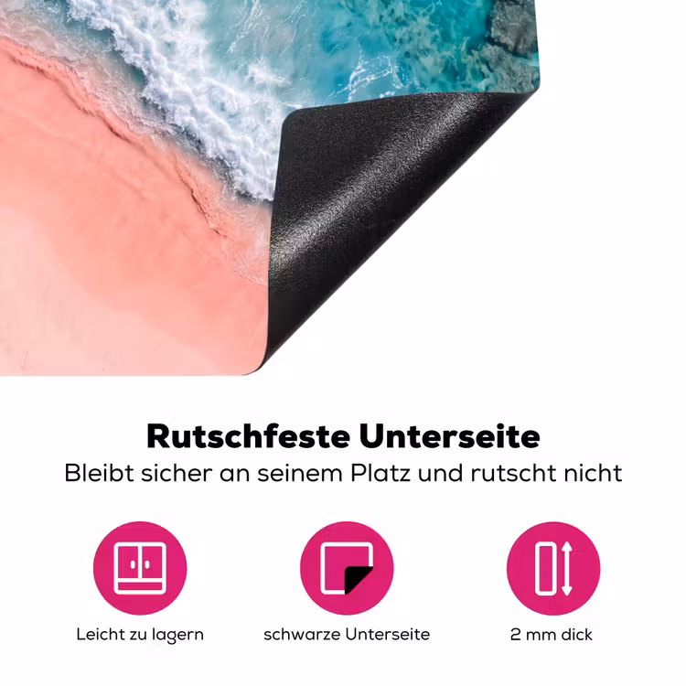 Strand - Oceaan - Golven - Roze Zand - Natuur Inductie beschermer vinyl 3mm middel -zzzzzzz-lf-onderkant