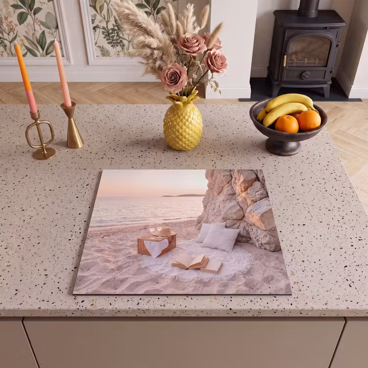 Strand - Picknick - Zonsondergang - Zomer - Natuur Inductie beschermer vinyl 3mm middel -sfeer3