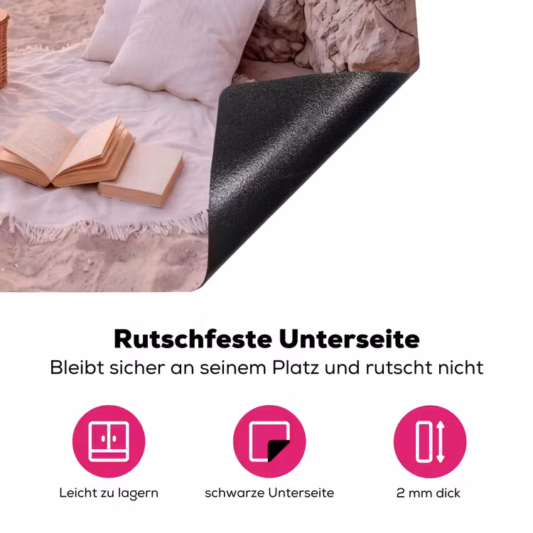 Strand - Picknick - Zonsondergang - Zomer - Natuur Inductie beschermer vinyl 3mm middel -zzzzzzz-lf-onderkant