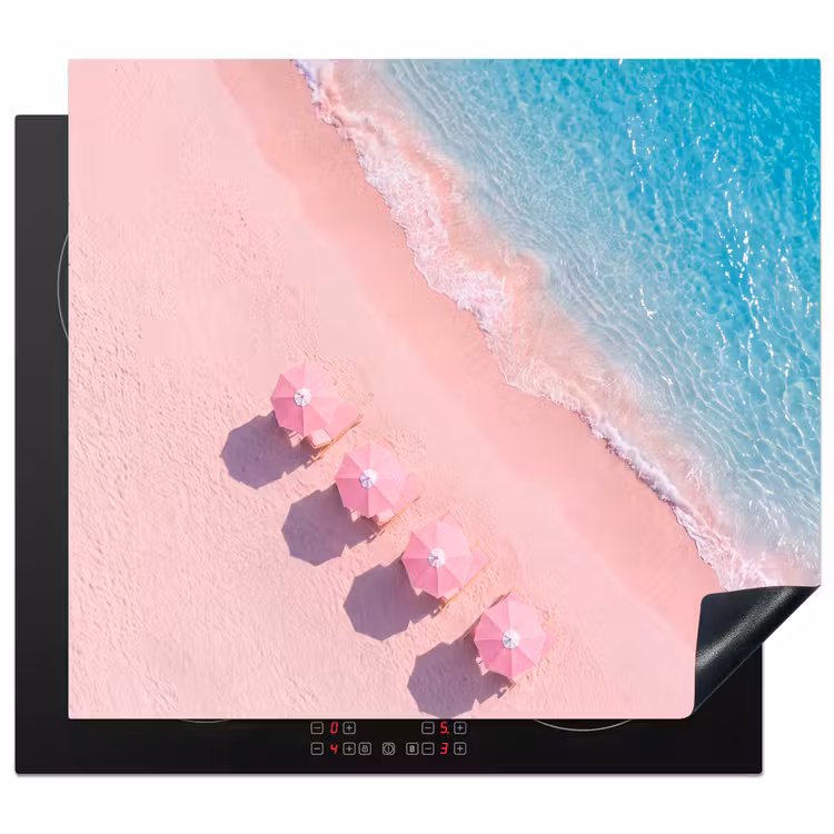 Strand - Roze zand - Zee - Zomer - Natuur Inductie beschermer vinyl 3mm middel -3d