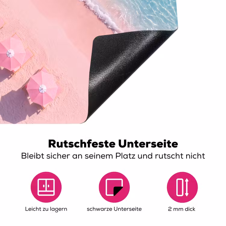 Strand - Roze zand - Zee - Zomer - Natuur Inductie beschermer vinyl 3mm middel -zzzzzzz-lf-onderkant