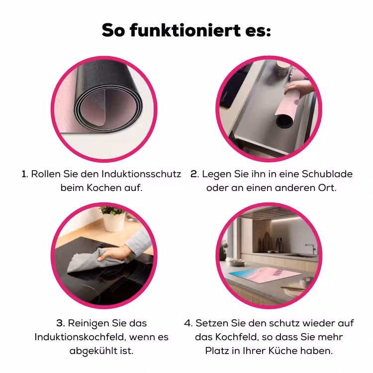 Strand - Roze zand - Zee - Zomer - Natuur Inductie beschermer vinyl 3mm middel -zzzzzzz-lf-werking