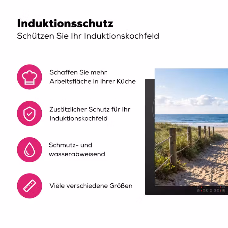 Strand - Zandpad - Oceaan - Natuur Inductie beschermer vinyl 3mm klein -zzzzzzz-lf-ups