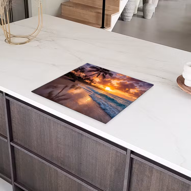 Strand - Zonsopgang - Tropisch - Natuur - Oranje Inductie beschermer vinyl 3mm middel -sfeer8